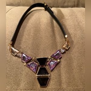 HENRI BENDEL LEATHER AND GEM CHOKER NECKLACE